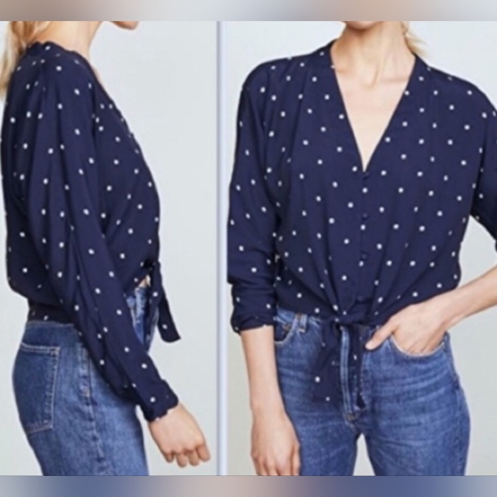 RAILS Sloane Navy White Polka Dot Shirt. 💙 Women's Size Medium